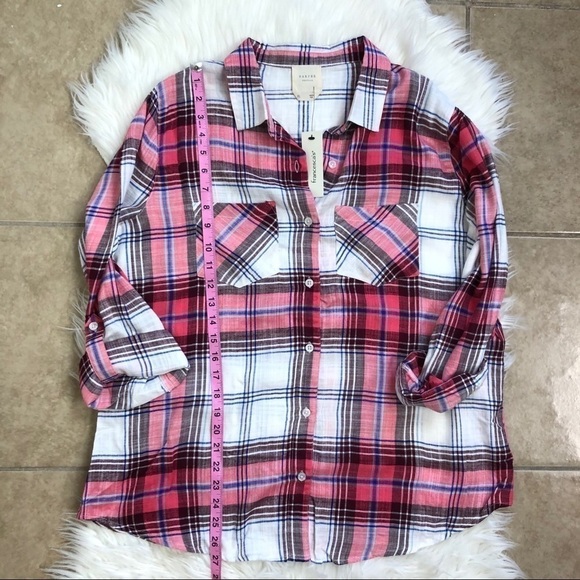 New Francesca’s Deb Plaid Button Down Top - Picture 9 of 9